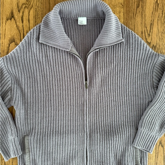 NWOT FLX Chenille Zip Up Sweater Medium - Picture 5 of 7